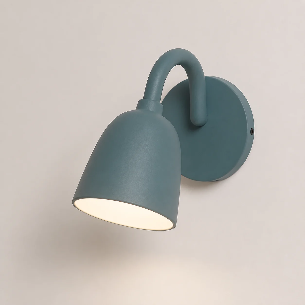 Comet Reading Lamp studio concept visual in muted teal, warm opal light
