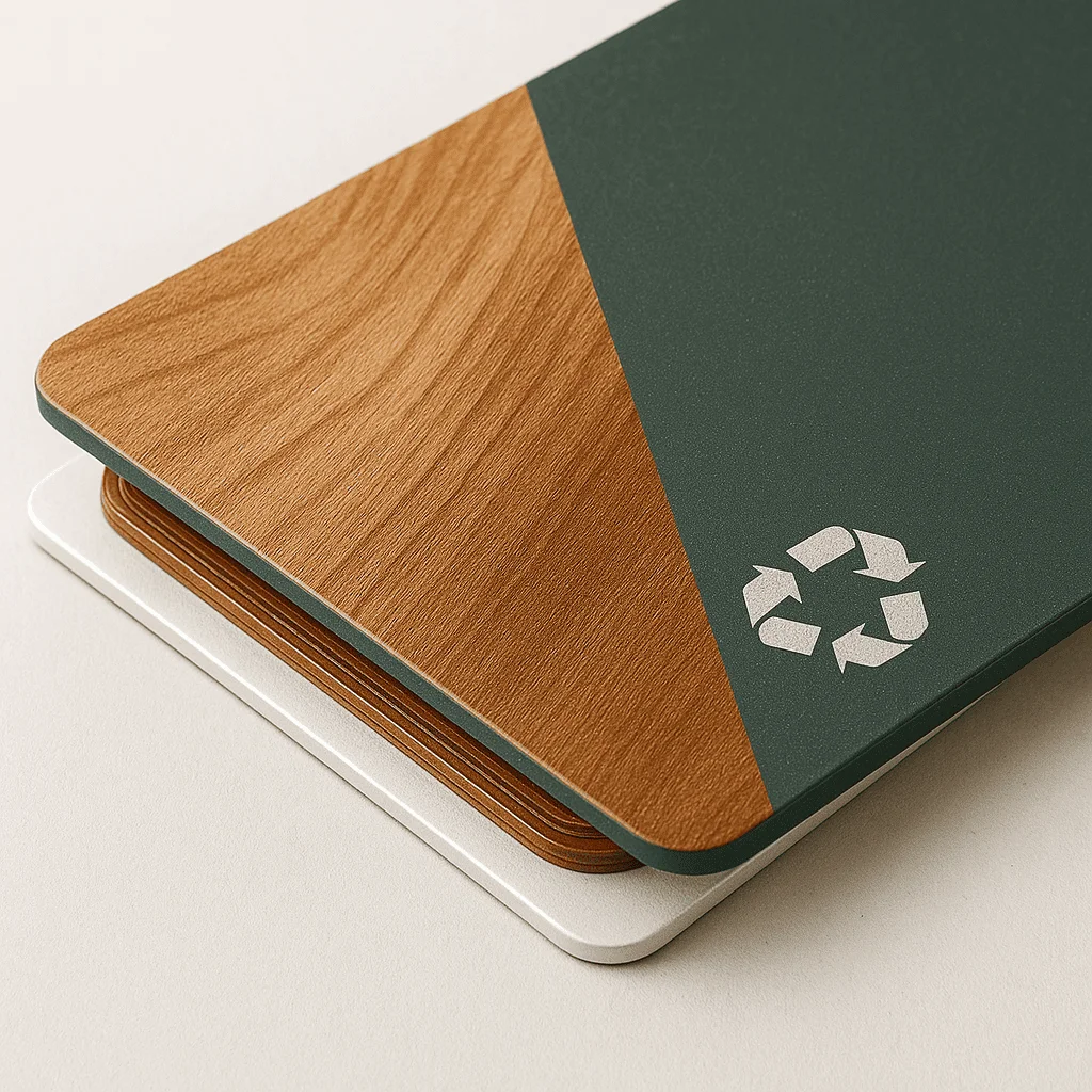 Eco-friendly RFID hotel key card presented on a natural background