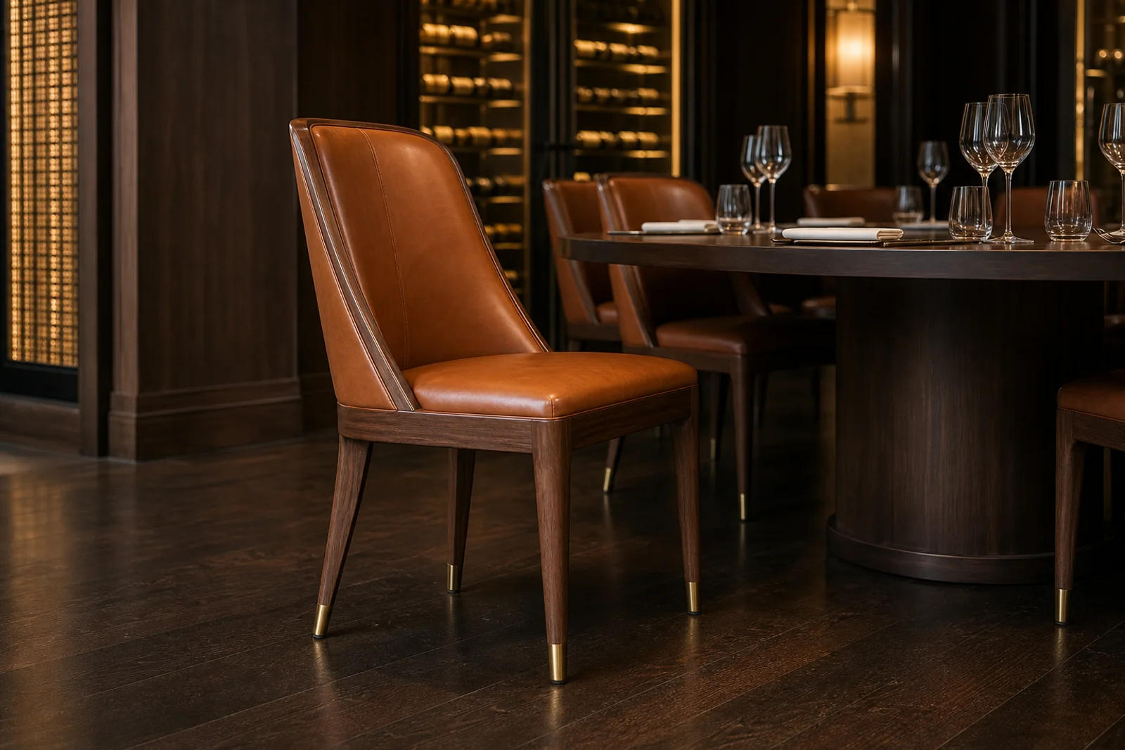 Upholstered Restaurant Dining Chair in context - Fine dining, hotel restaurants, private dining rooms