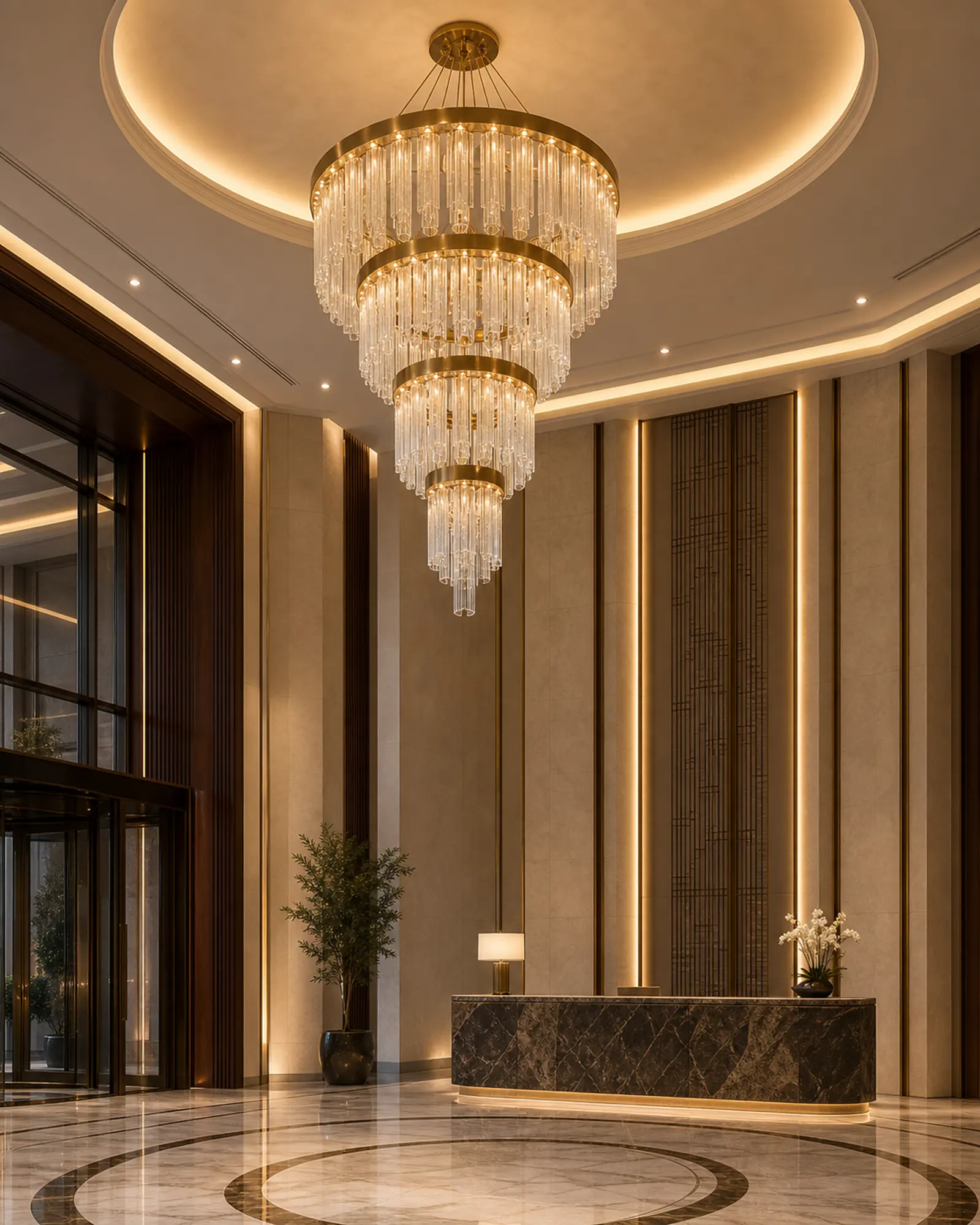 Chandelier in context - Hotel lobbies, ballrooms, grand staircases, reception halls, villas