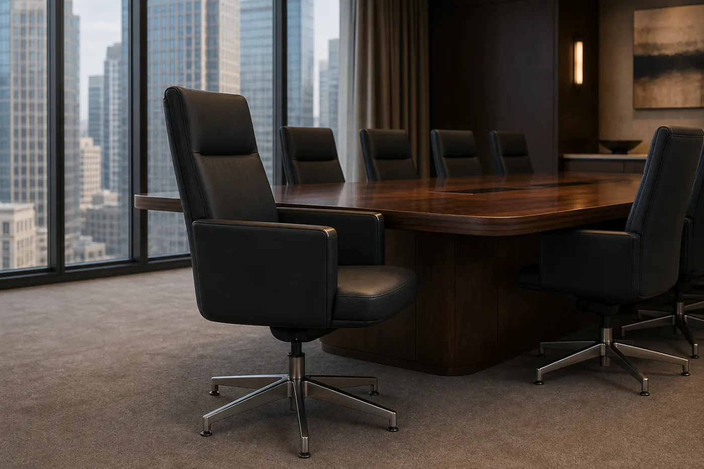 Executive Conference Armchair in context — Hotel boardroom, executive meeting suite, club business center