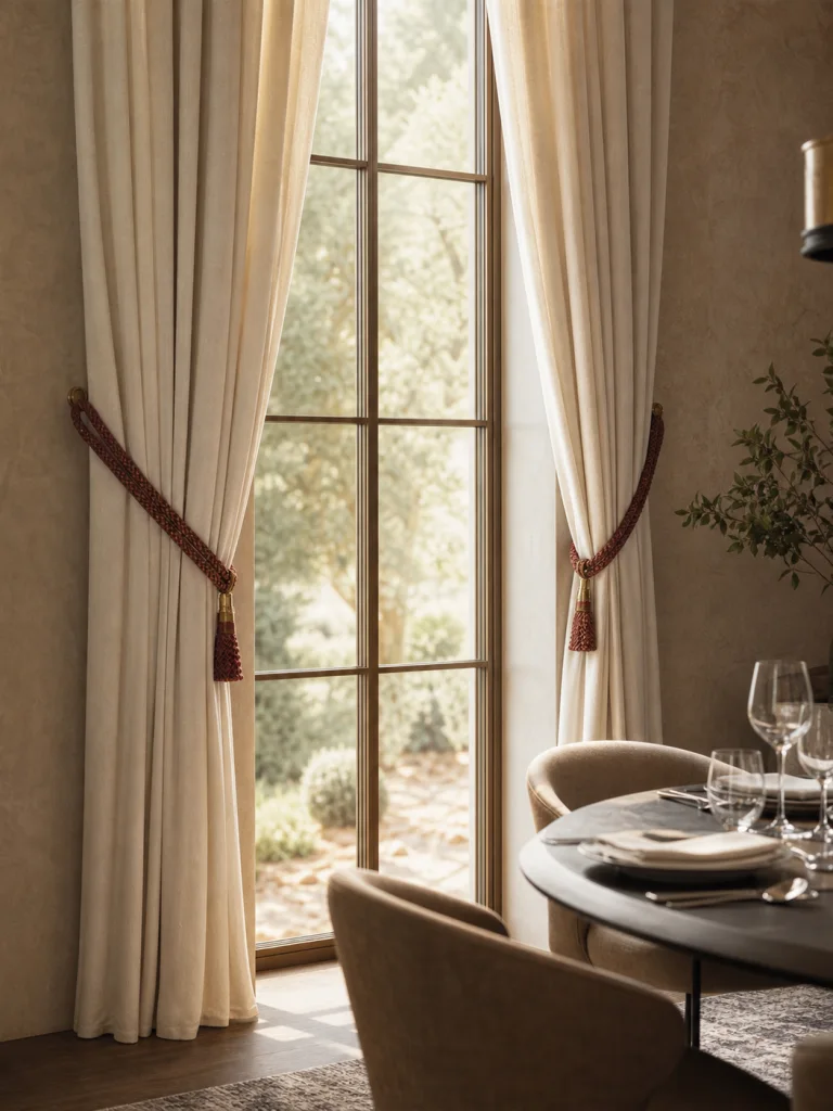 Garnet Loop Tie-Back Pair shown in Restaurants, suites, villas, lounges, event and private dining rooms